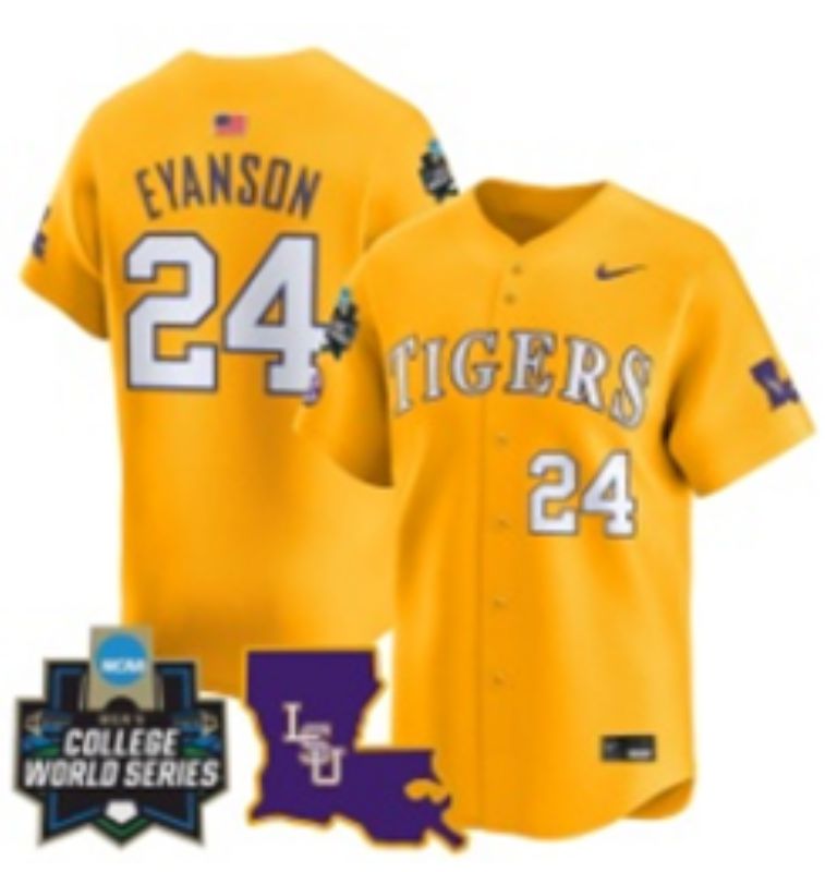 Men 2025 LSU Tigers #24 Eyanson Yellow Joint Name Nike NCAA Jersey style 2